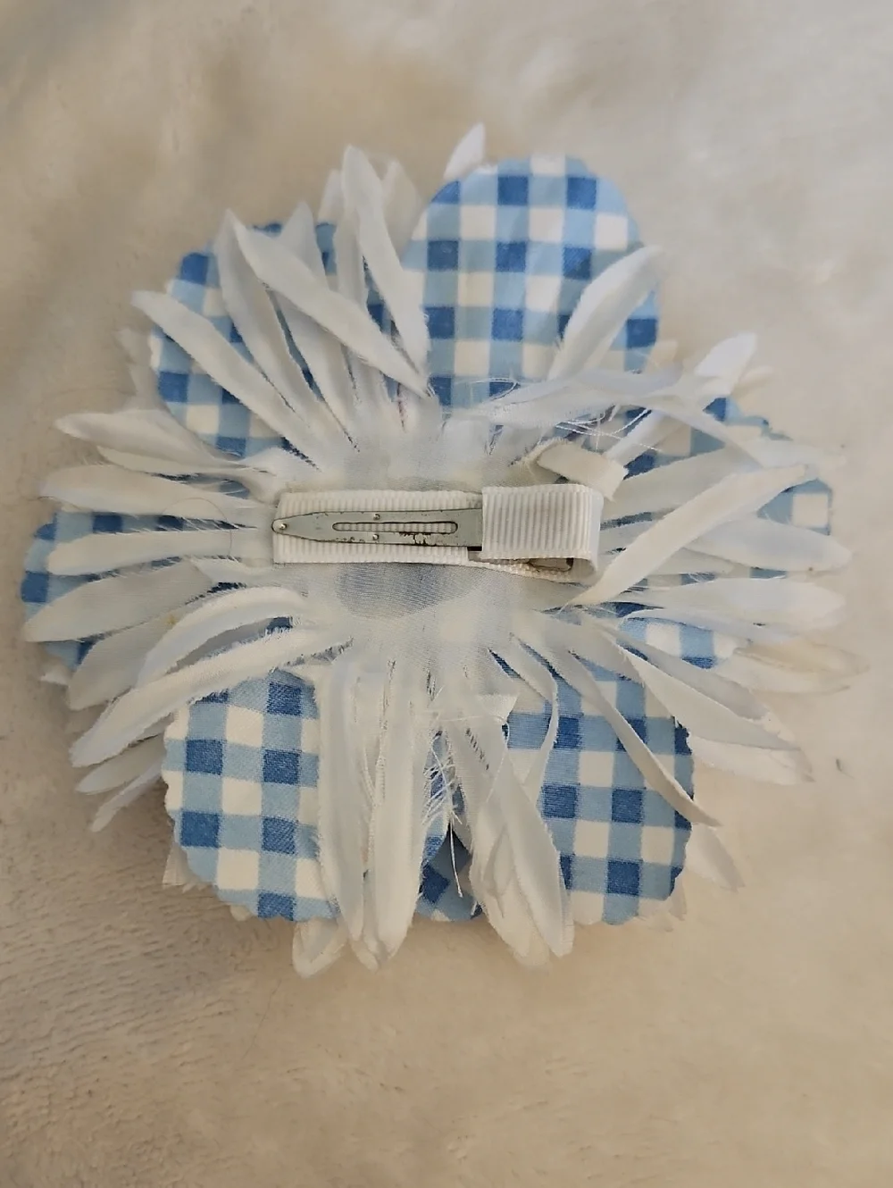 HANDMADE Gingham Beach Theme Hair Bow